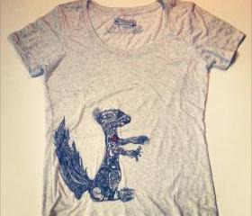 SquirrelSix women's squirrel silver white tshirt